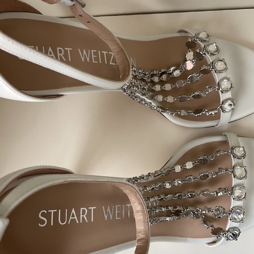 Stuart Weitzman Stardust 100 High Heel Rhinestone Sandal - Picture 11 of 12
